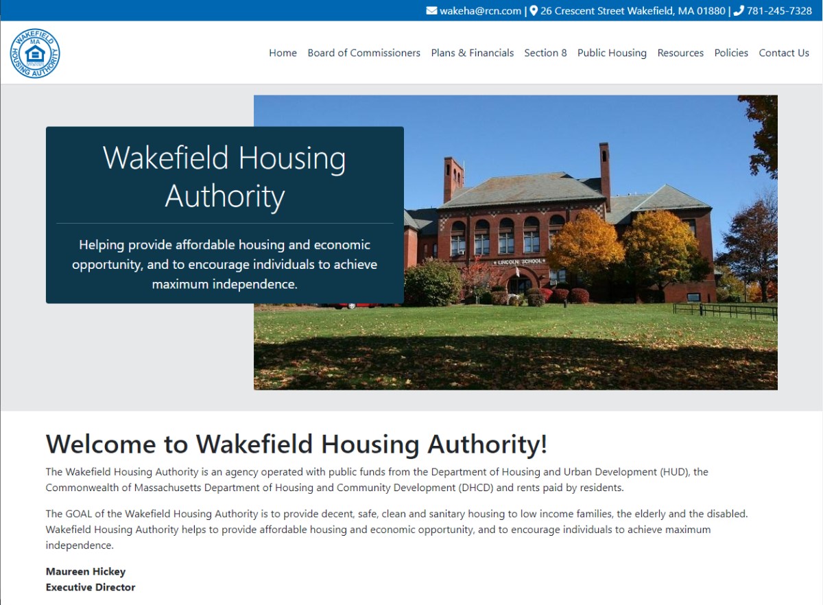 Screenshot of Concord Housing Authority's Website